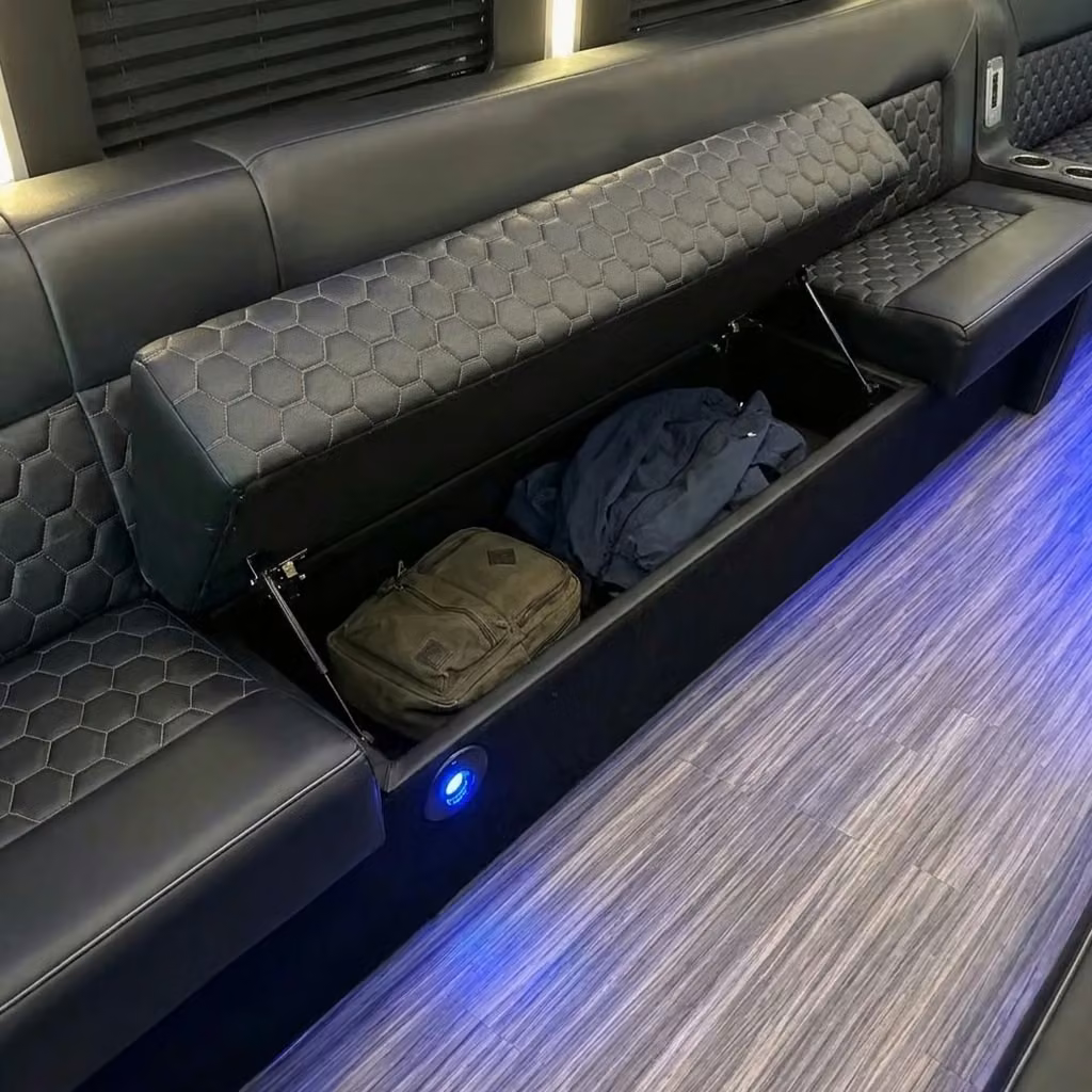 bettendorf party bus under seat storage